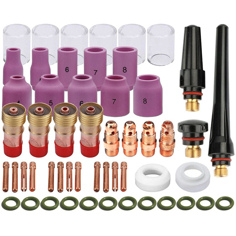 Zinger 53pcs TIG Welding Torch Stubby Gas Lens #10 Glass Cup Kit Accessories for WP-17/18/26 TIG Welding Torch - Image 1